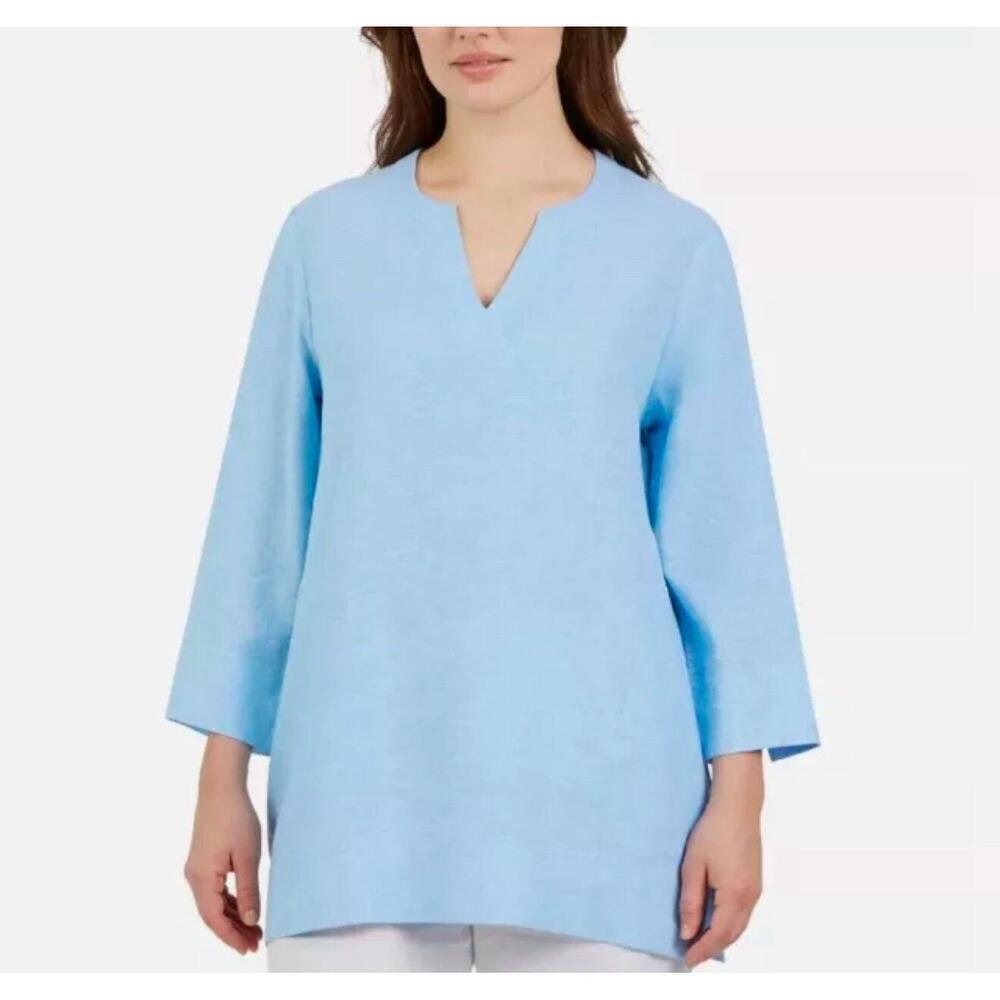 Lands' End Ladies' Size XXL (18) Notch Neck Tunic, Blue AL12